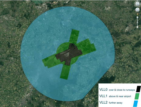 The geozone covering controlled airspace around Brussels Airport 